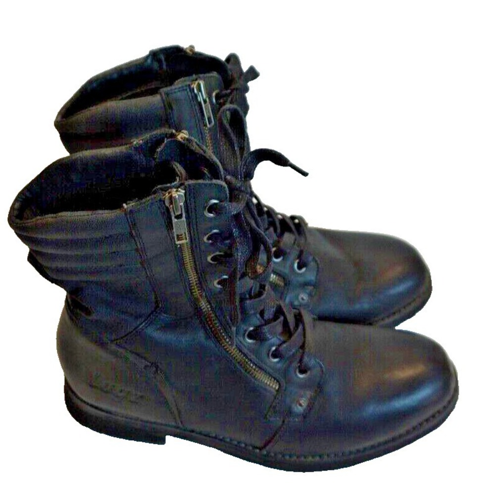 Lugz Mens HI Zip & Lace Black Leather Boots Casual Boots 10.5